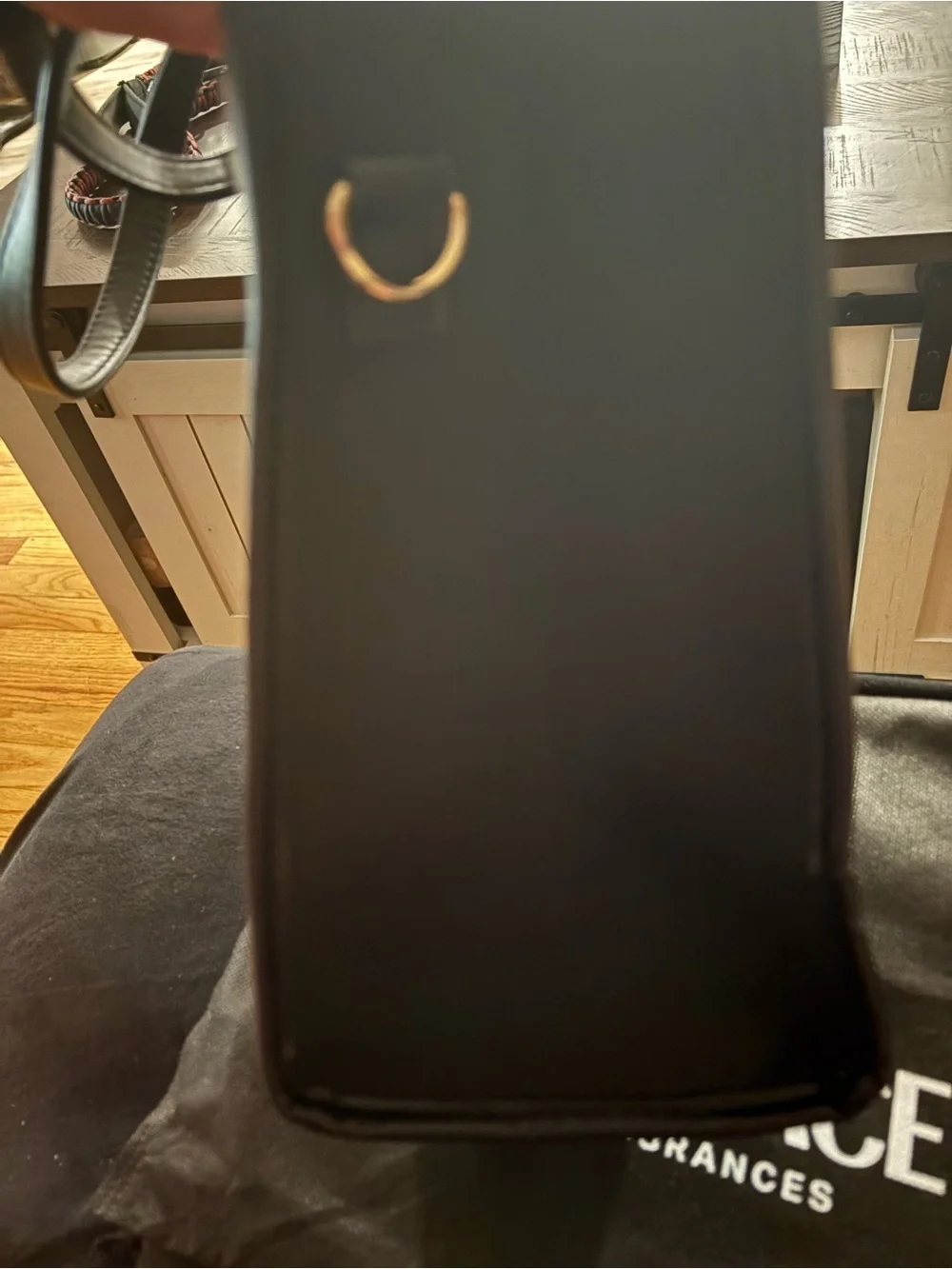 Versace Black Tote with Gold Greek Key Accent